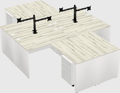 Quad l-shaped office desks