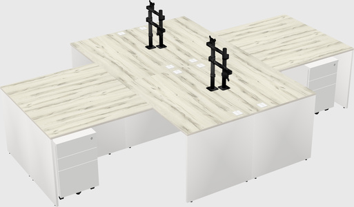 Quad l-shaped office desks