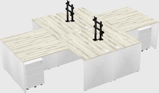 Quad l-shaped office desks