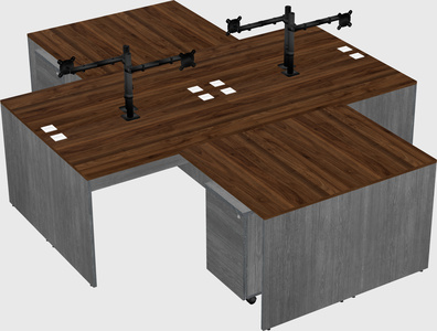 Quad l-shaped office desks