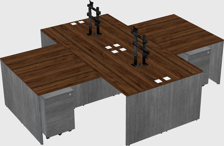 Quad l-shaped office desks