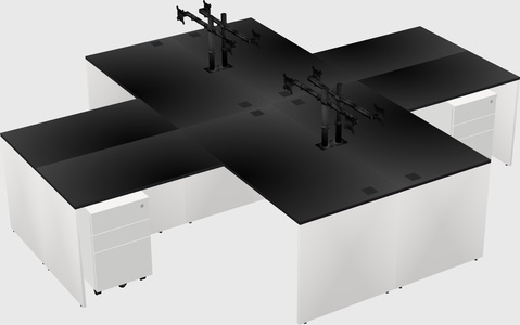 Quad l-shaped office desks