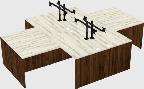 Quad l-shaped office desks