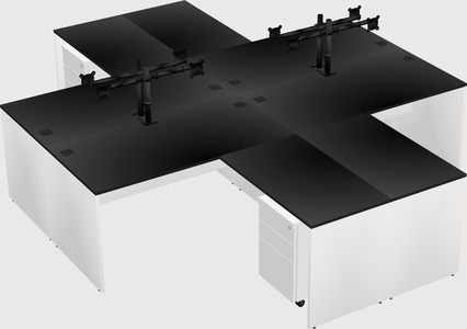 Quad l-shaped office desks