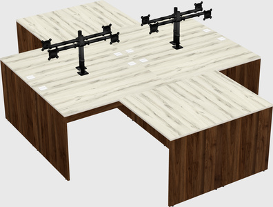 Quad l-shaped office desks