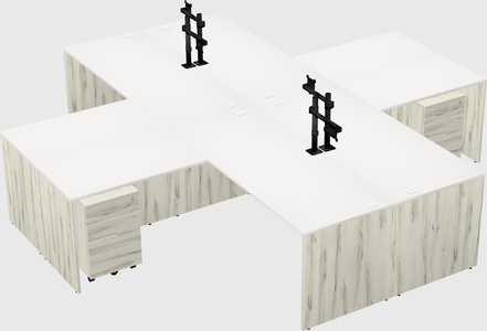 Bureaux de bureau quadruples en forme de l