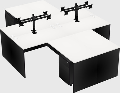 Quad l-shaped office desks