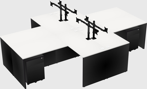 Quad l-shaped office desks