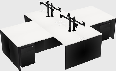 Quad l-shaped office desks