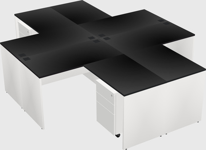 Quad l-shaped office desks