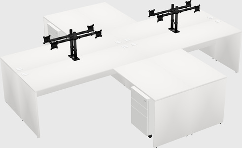 Quad l-shaped office desks