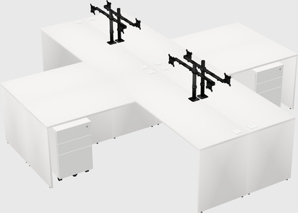 Quad l-shaped office desks