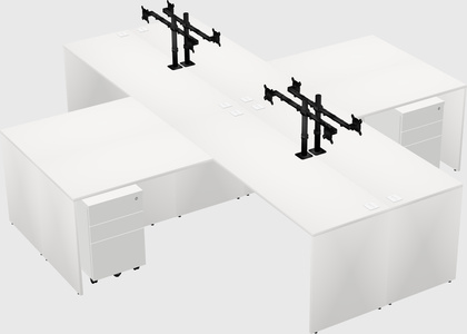 Quad l-shaped office desks