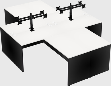 Quad l-shaped office desks