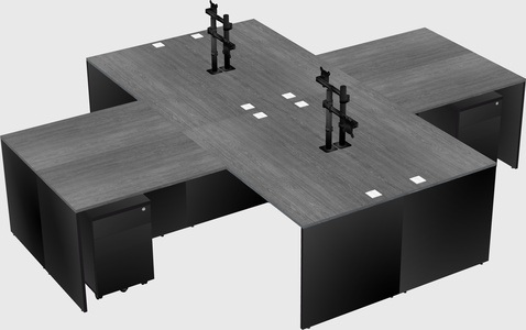 Quad l-shaped office desks