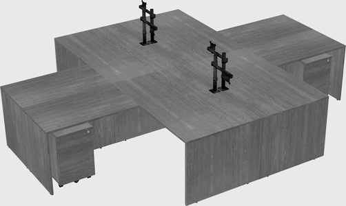Quad l-shaped office desks