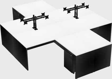 Quad l-shaped office desks