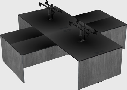 Quad l-shaped office desks