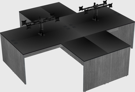 Quad l-shaped office desks