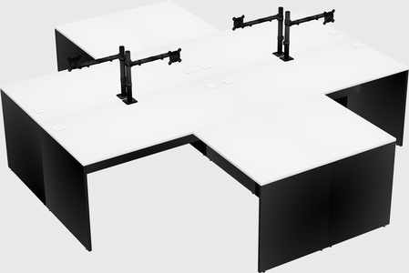 Quad l-shaped office desks