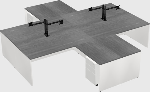 Bureaux de bureau quadruples en forme de l