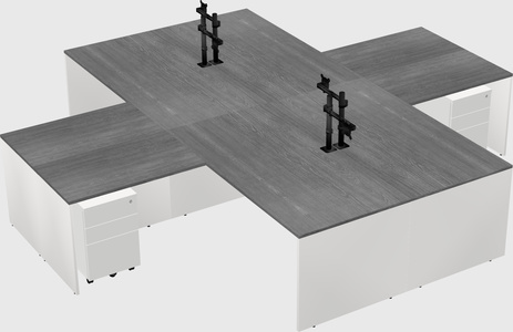 Bureaux de bureau quadruples en forme de l
