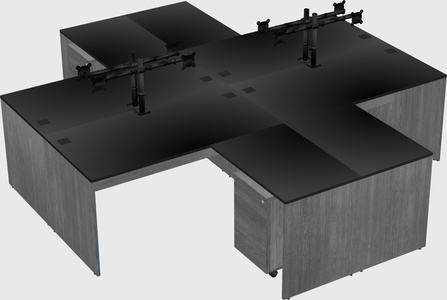 Quad l-shaped office desks