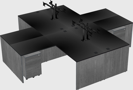 Quad l-shaped office desks