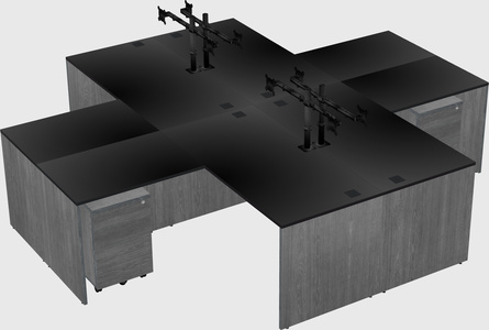 Quad l-shaped office desks