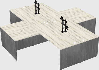 Bureaux de bureau quadruples en forme de l