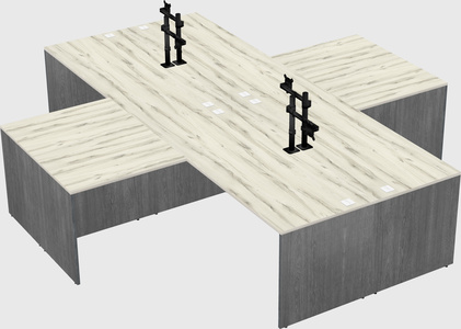 Bureaux de bureau quadruples en forme de l