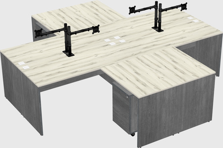 Quad l-shaped office desks