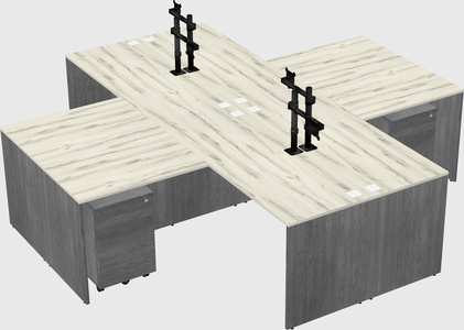 Quad l-shaped office desks