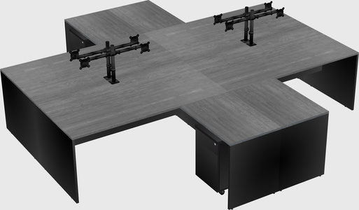 Quad l-shaped office desks