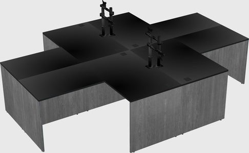 Quad l-shaped office desks