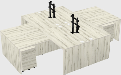 Quad l-shaped office desks