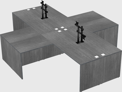Bureaux de bureau quadruples en forme de l