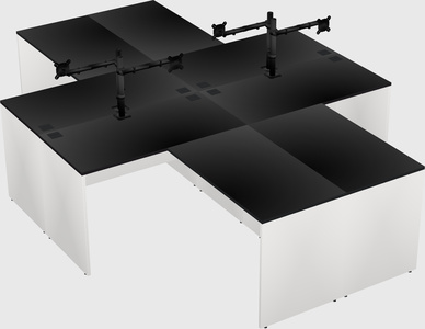 Quad l-shaped office desks