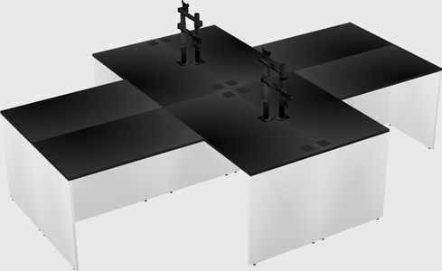 Quad l-shaped office desks