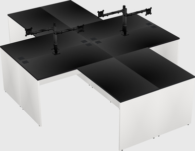 Quad l-shaped office desks