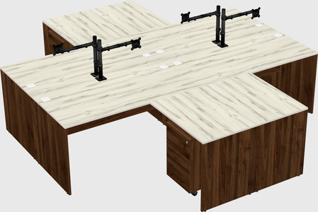 Quad l-shaped office desks