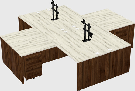 Quad l-shaped office desks
