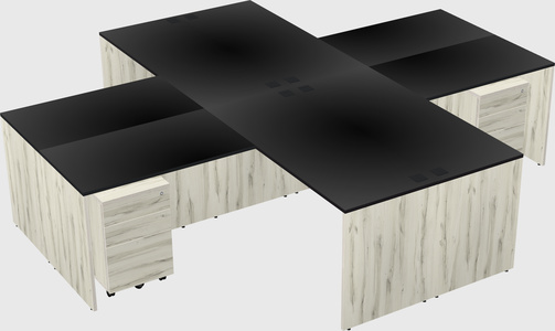 Quad l-shaped office desks