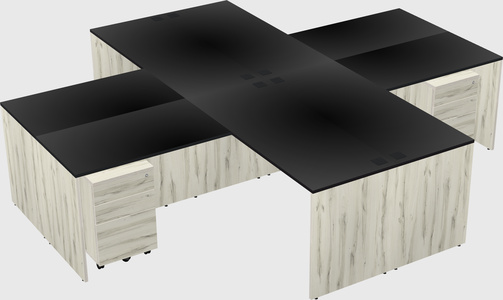 Quad l-shaped office desks