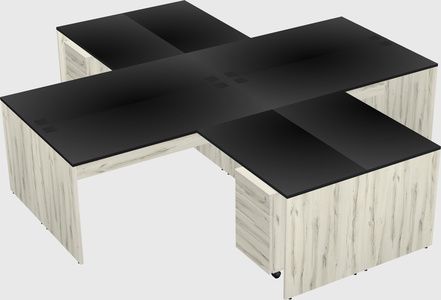 Quad l-shaped office desks