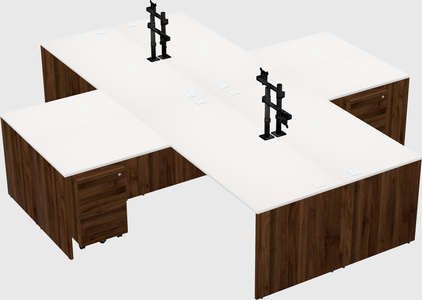 Bureaux de bureau quadruples en forme de l
