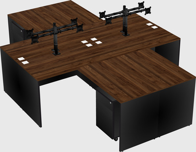Quad l-shaped office desks