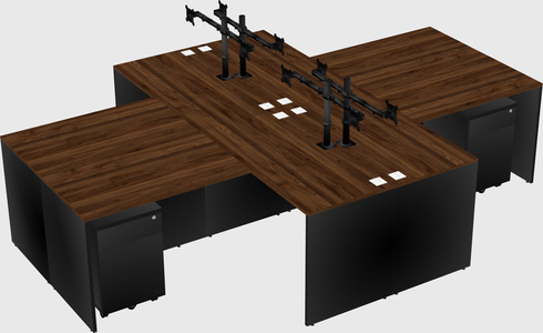 Quad l-shaped office desks
