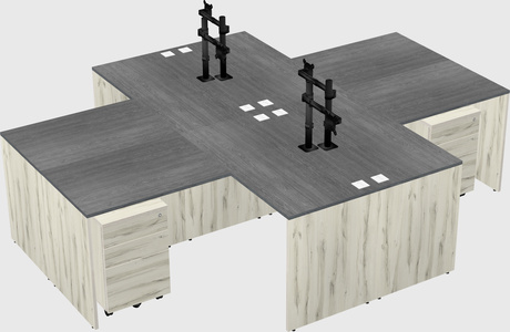 Quad l-shaped office desks