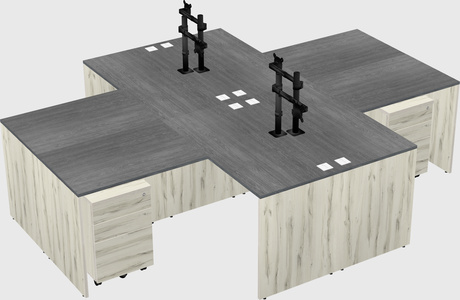 Quad l-shaped office desks